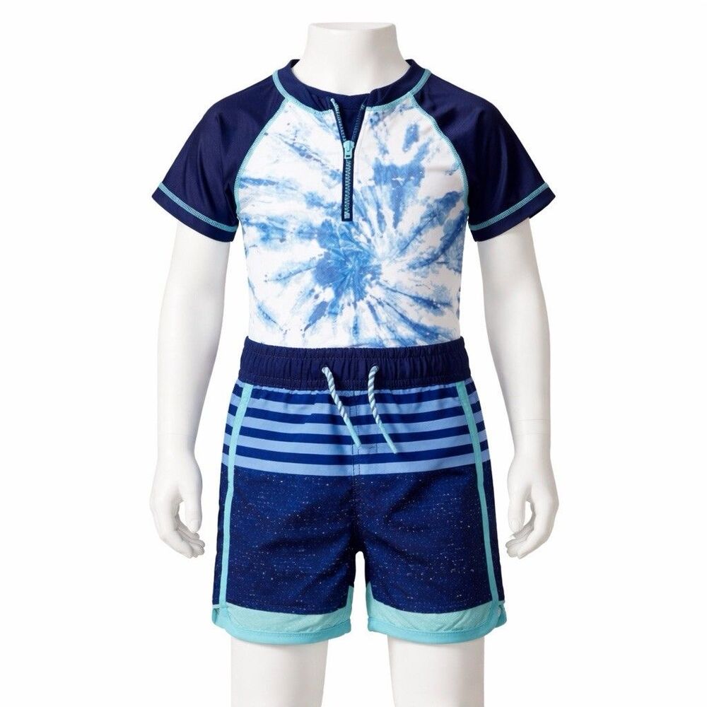 Andy & Evan Toddler Boy Swimsuit 18-24M Swim Suit 2pc Rash Guard Shorts NWT UPF